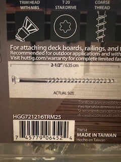 25LB 316 STAINLESS STEEL DECKING / TRIM SCREW